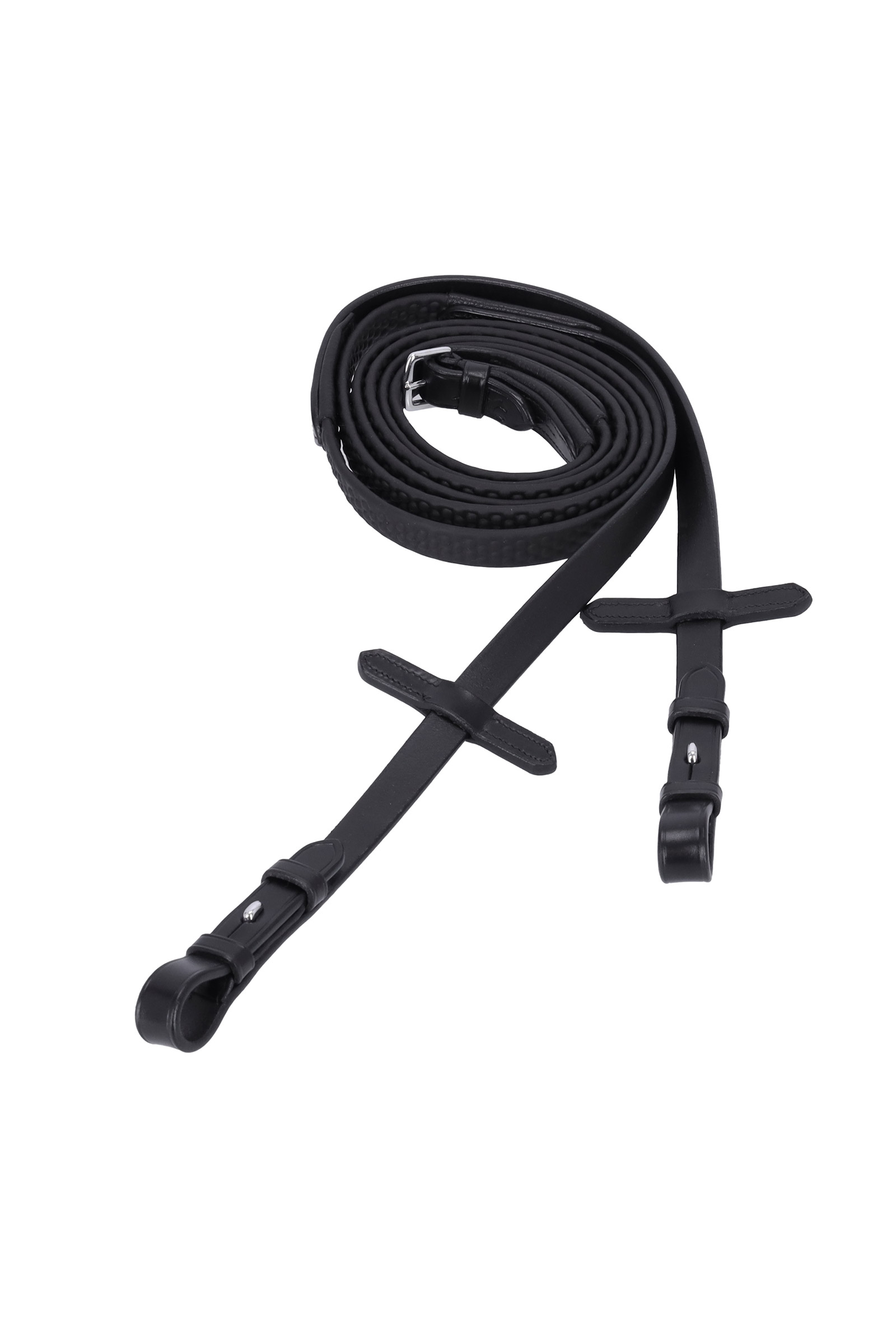 black/silver Schockem&ouml;hle Sports riendas de goma suave con puntos