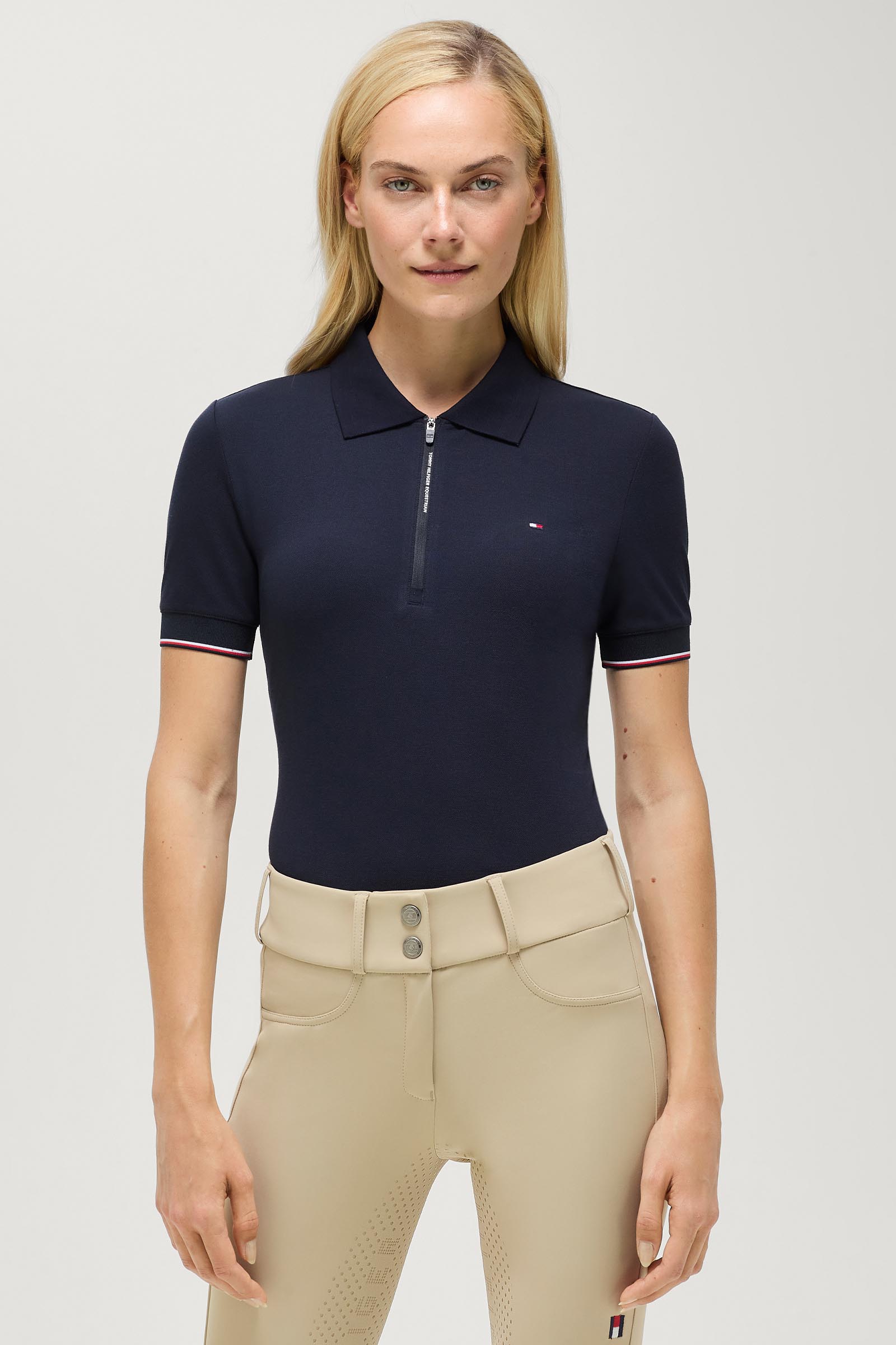 Tommy Hilfiger Equestrian Anaheim polo para mujer con cremallera