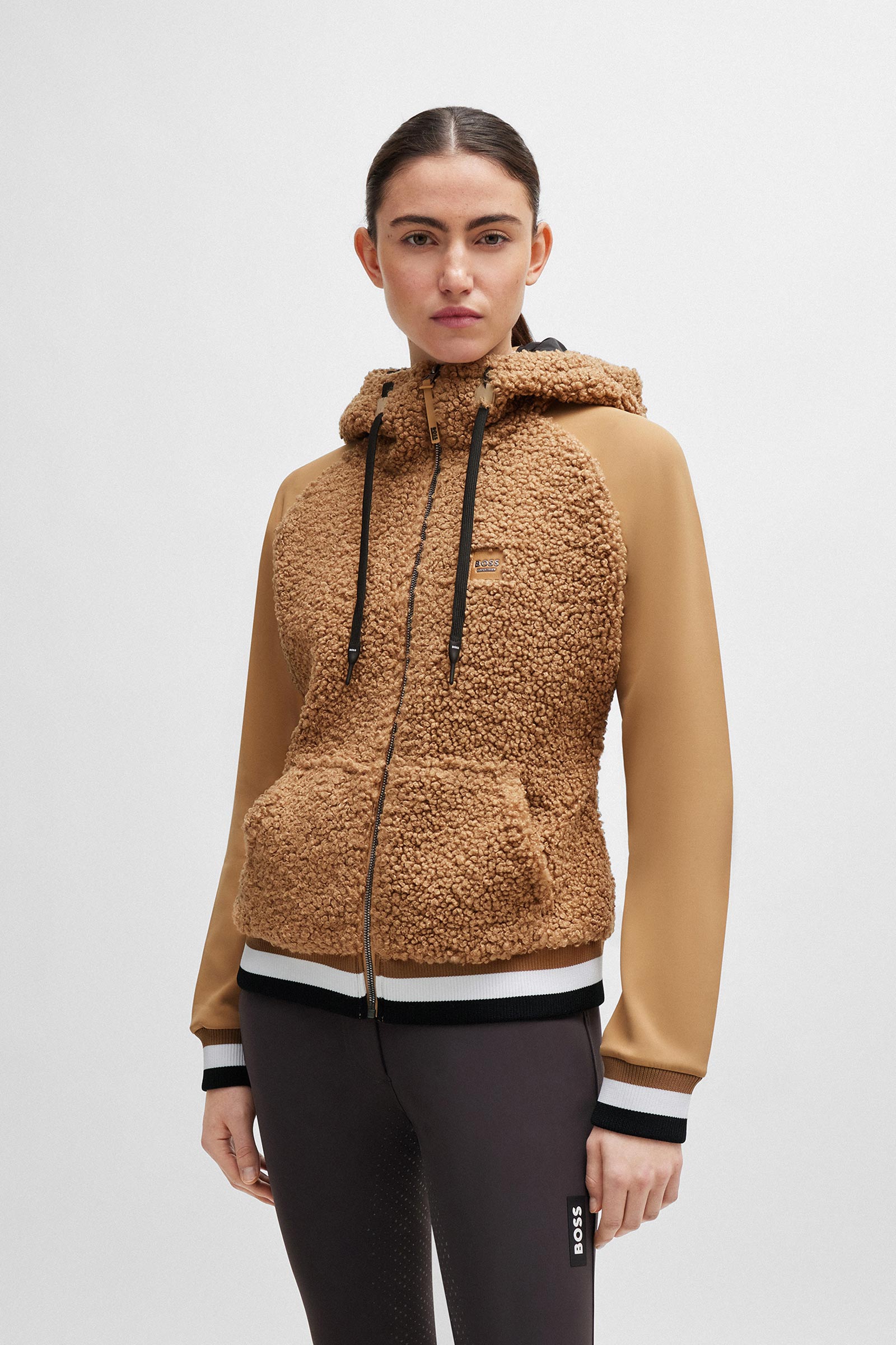 Sudadera con capucha Boss Riva Teddy Hybrid Zip