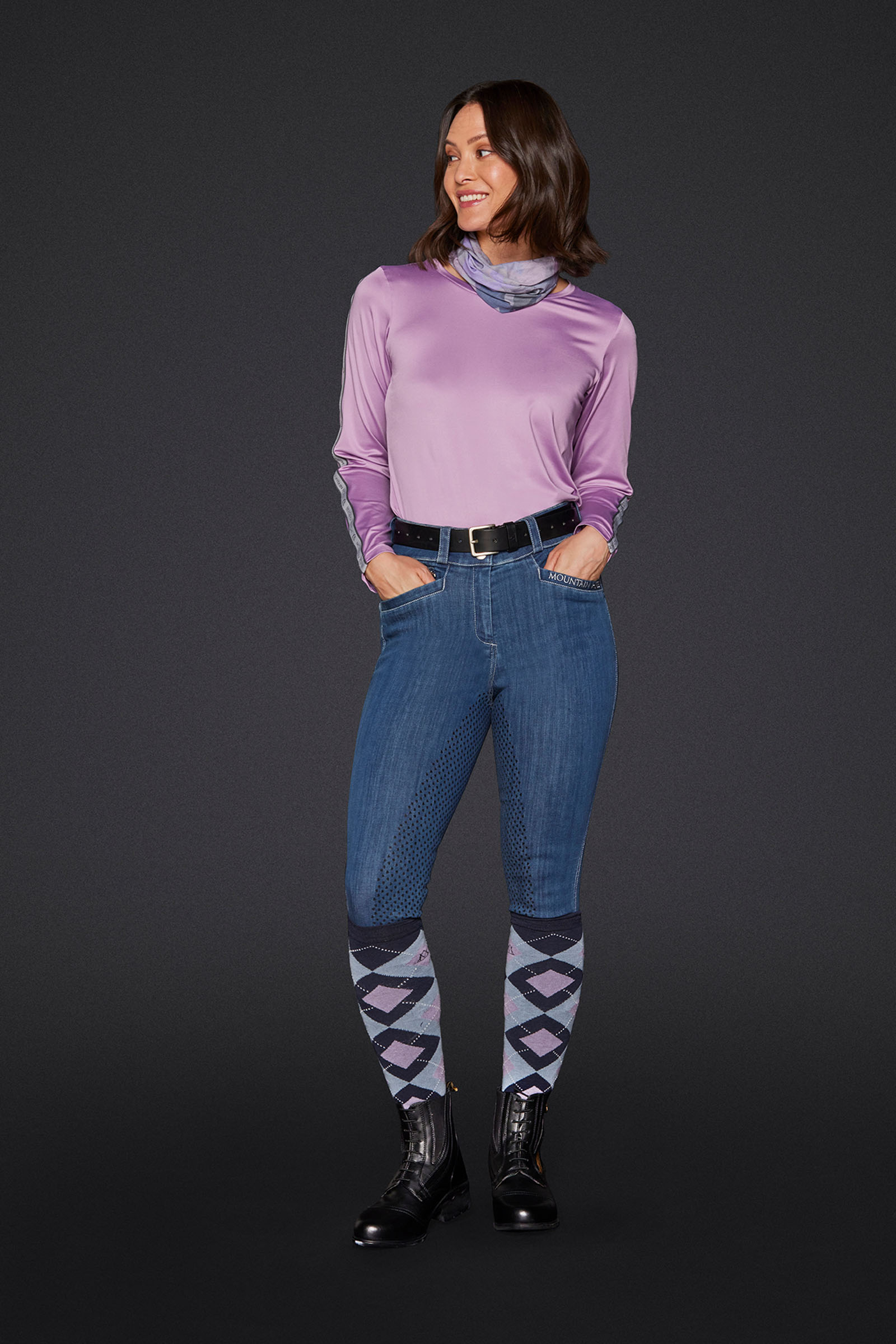 Mountain Horse Dream pantalones de montar para mujer en tela vaquera con asiento completo