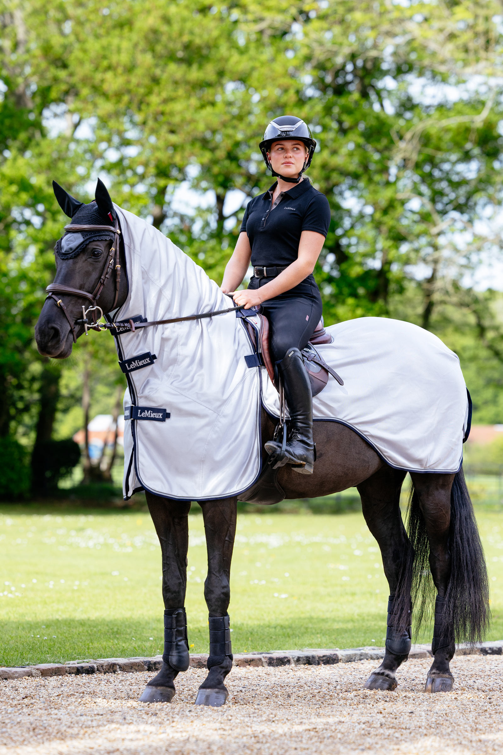 LeMieux Ride On manta antimoscas de trabajo con cuello y hombros desmontables