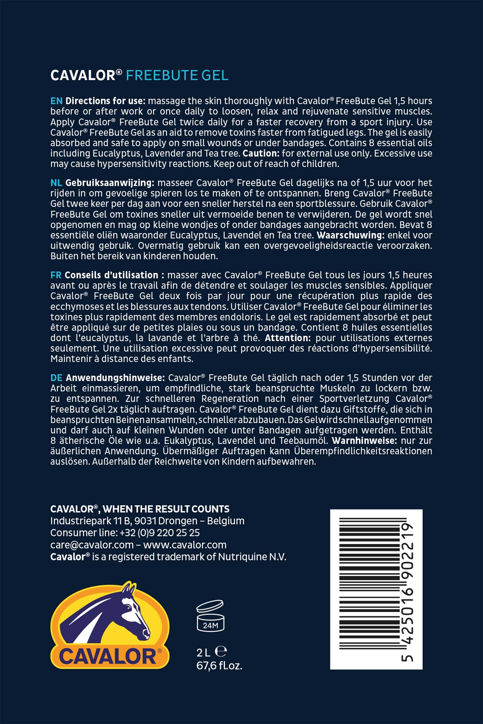 Gel para Músculos Articulaciones & Tendones Cavalor Freebute, 2l