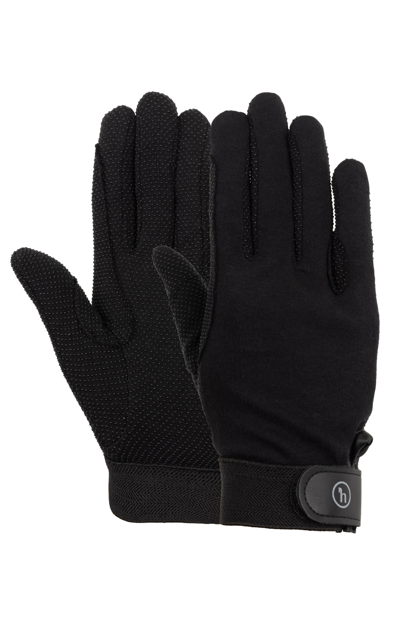 Negro Guantes de Equitaci&oacute;n Polygrip Horze Basic