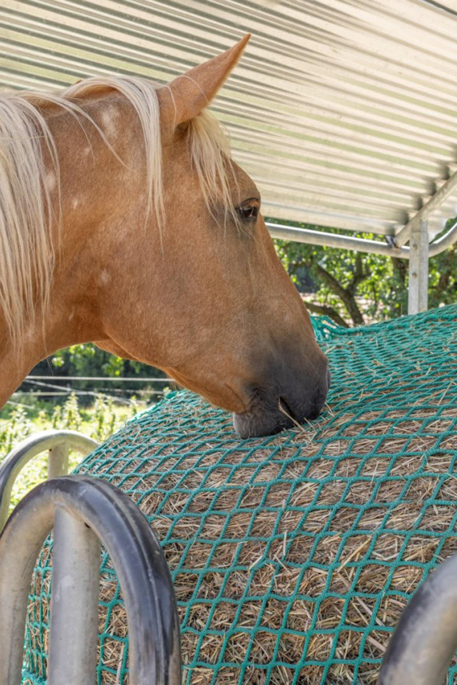 Red de heno Kerbl para pacas redondas, colgable