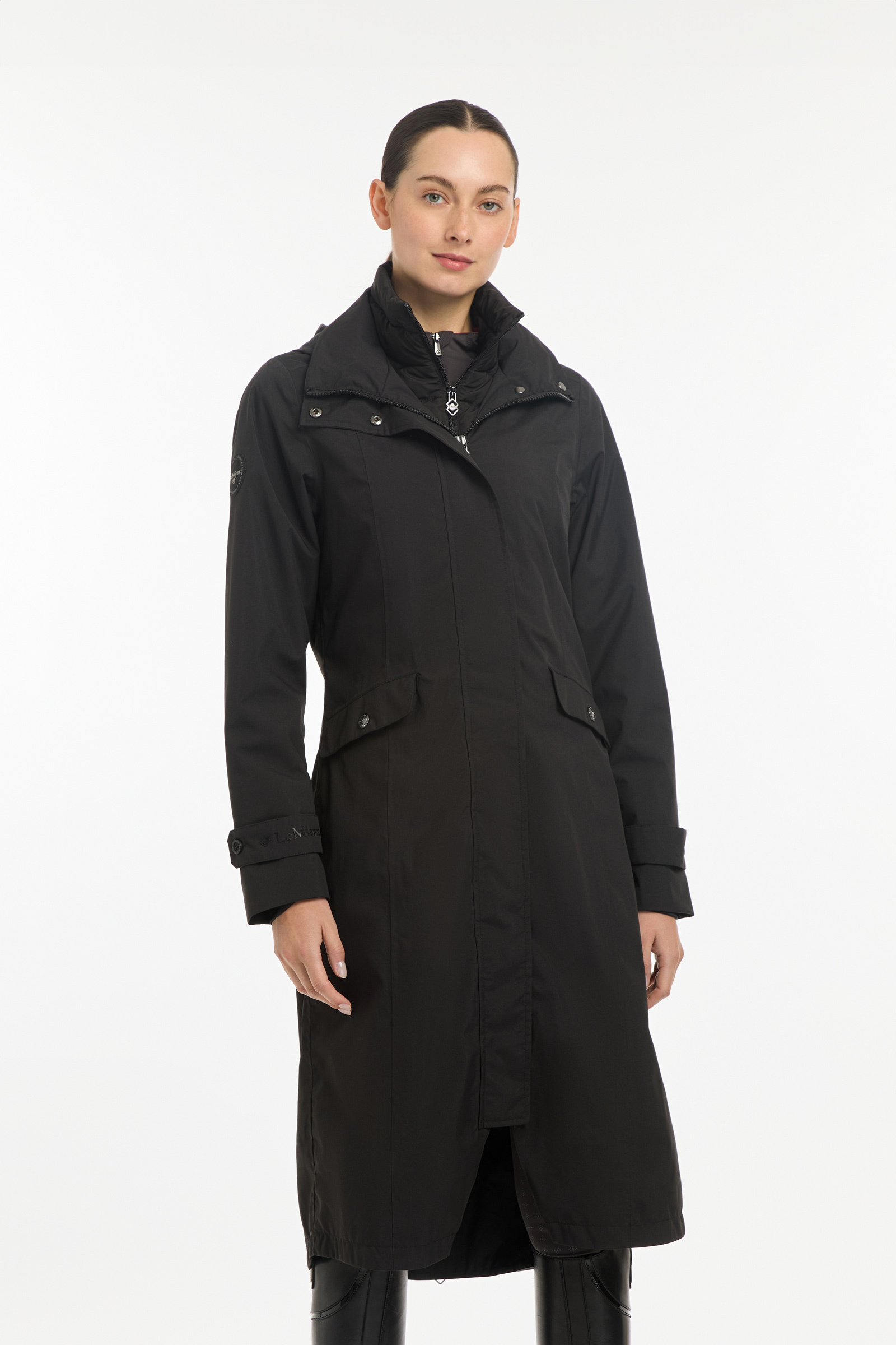 Black LeMieux Amelie abrigo de equitaci&oacute;n impermeable y ligero para mujer