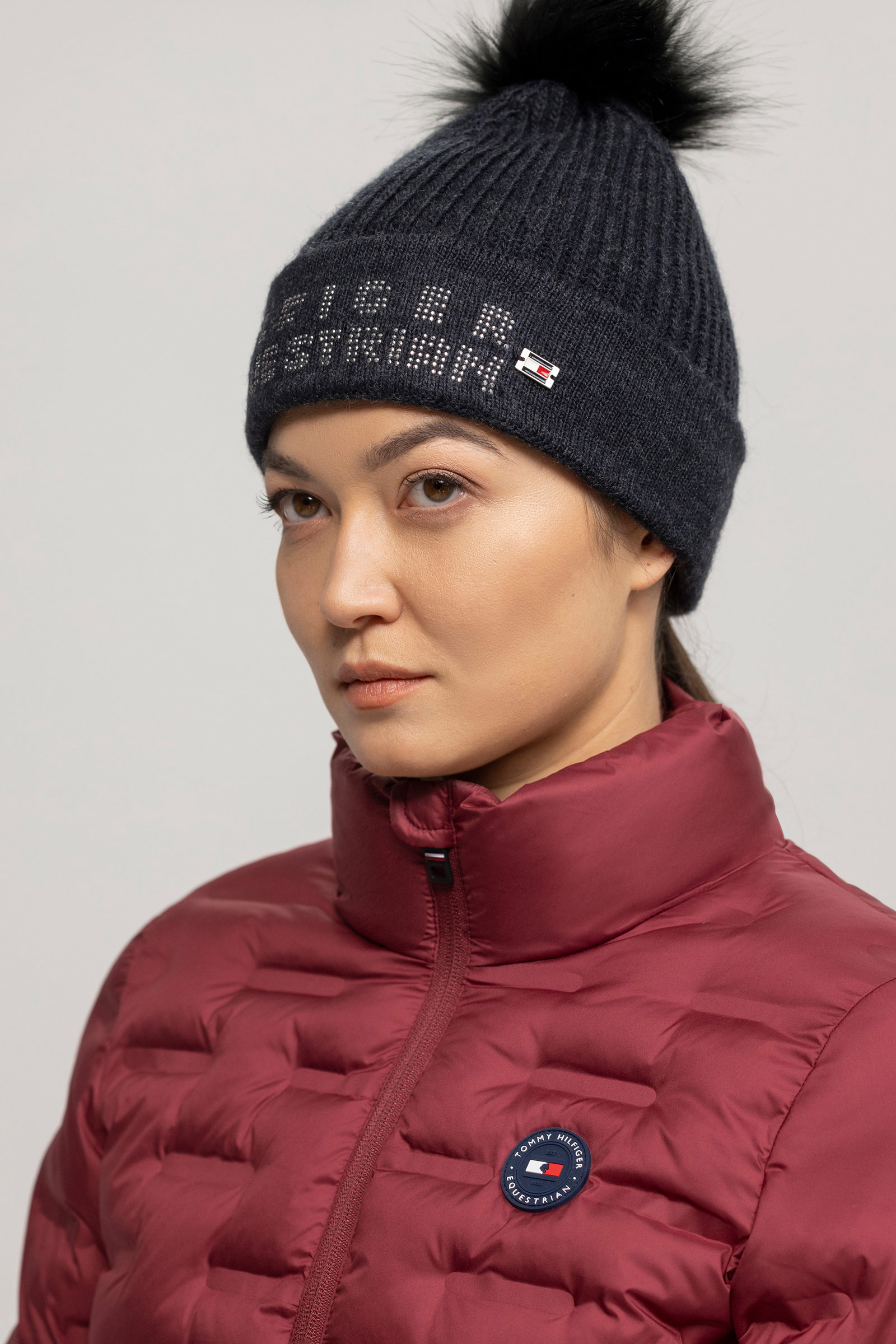 Tommy Hilfiger Equestrian Ottawa gorro para mujer con pompon