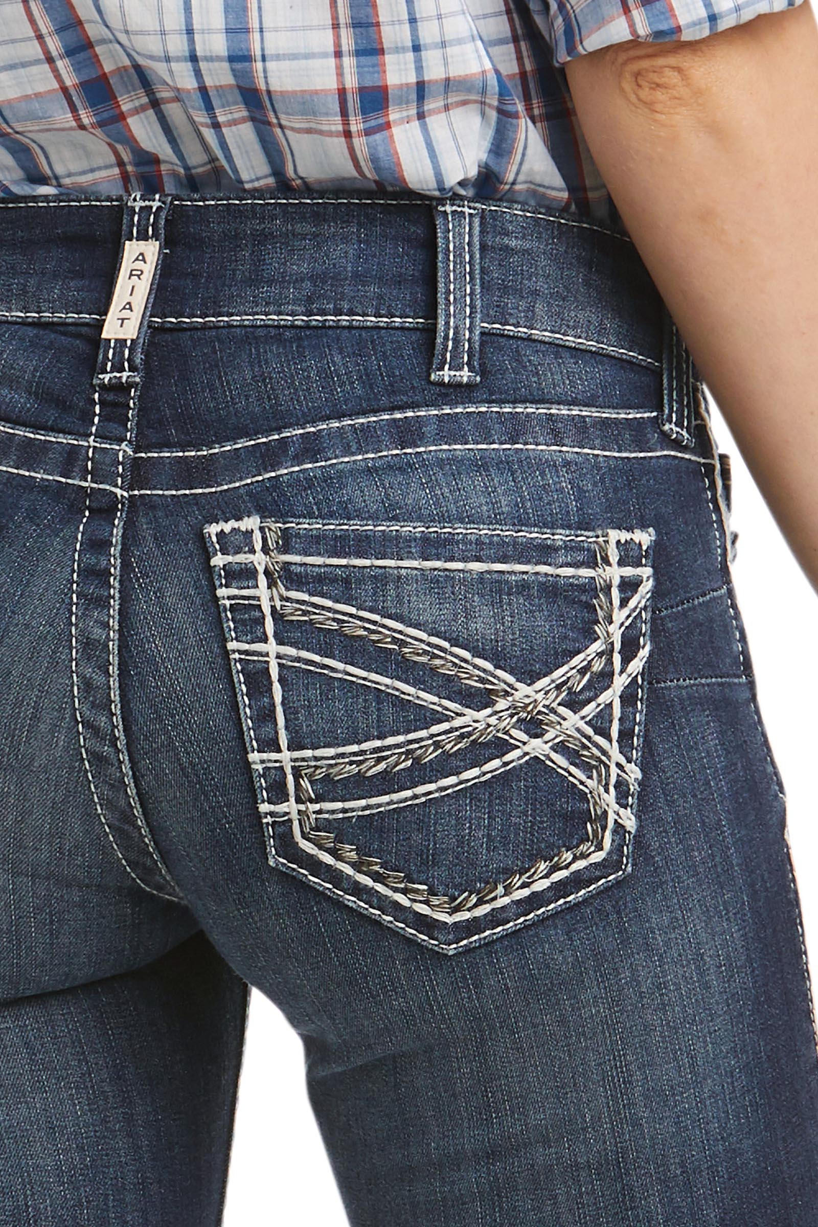 Ariat R.E.A.L. Mid Rise Stretch Entwined Vaqueros bootcut el&aacute;sticos para mujer de tiro medio