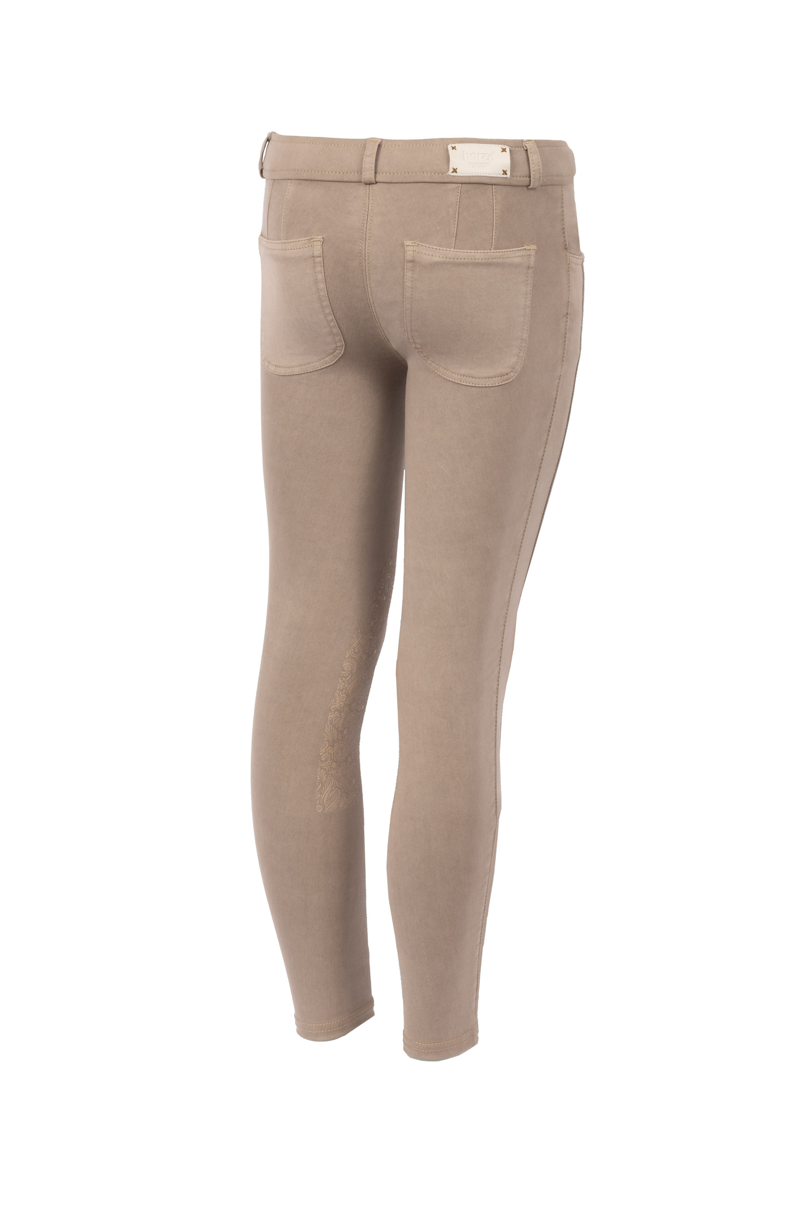 Warm Taupe Horze Suki Pantalones de Montar con Refuerzo de Rodilla para Ni&ntilde;os 
