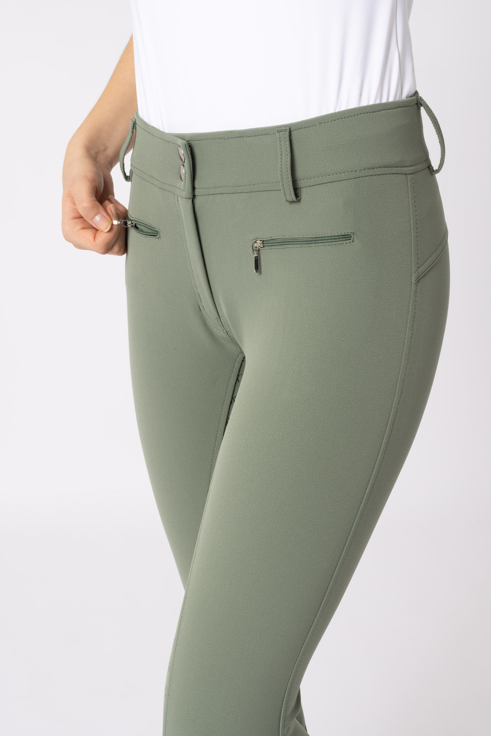 Pantalones de Montar Cintura Alta con Asiento Completo de Silicona para Mujer