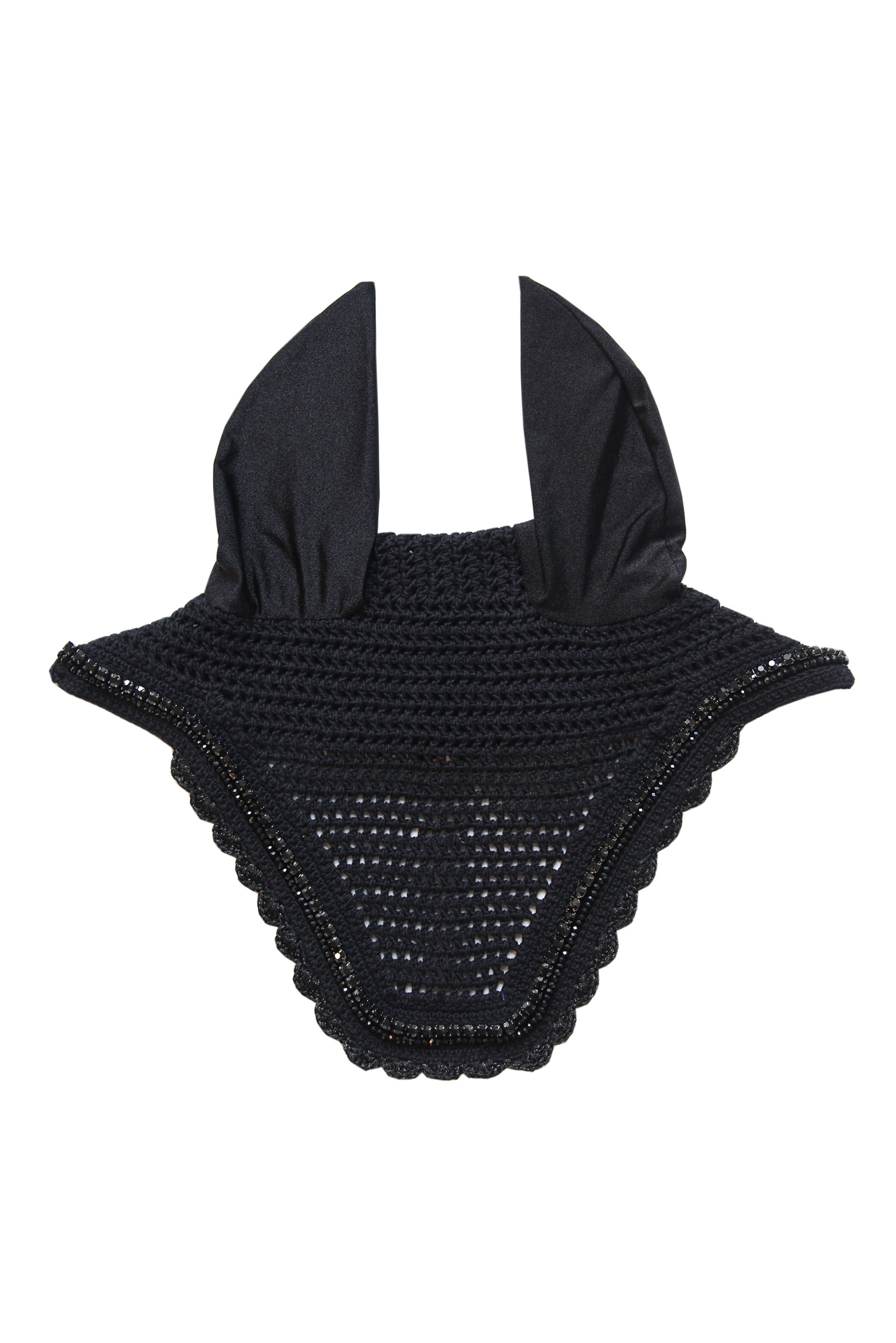 Black Kentucky Horsewear orejeras antimoscas Wellington con piedras y perlas  