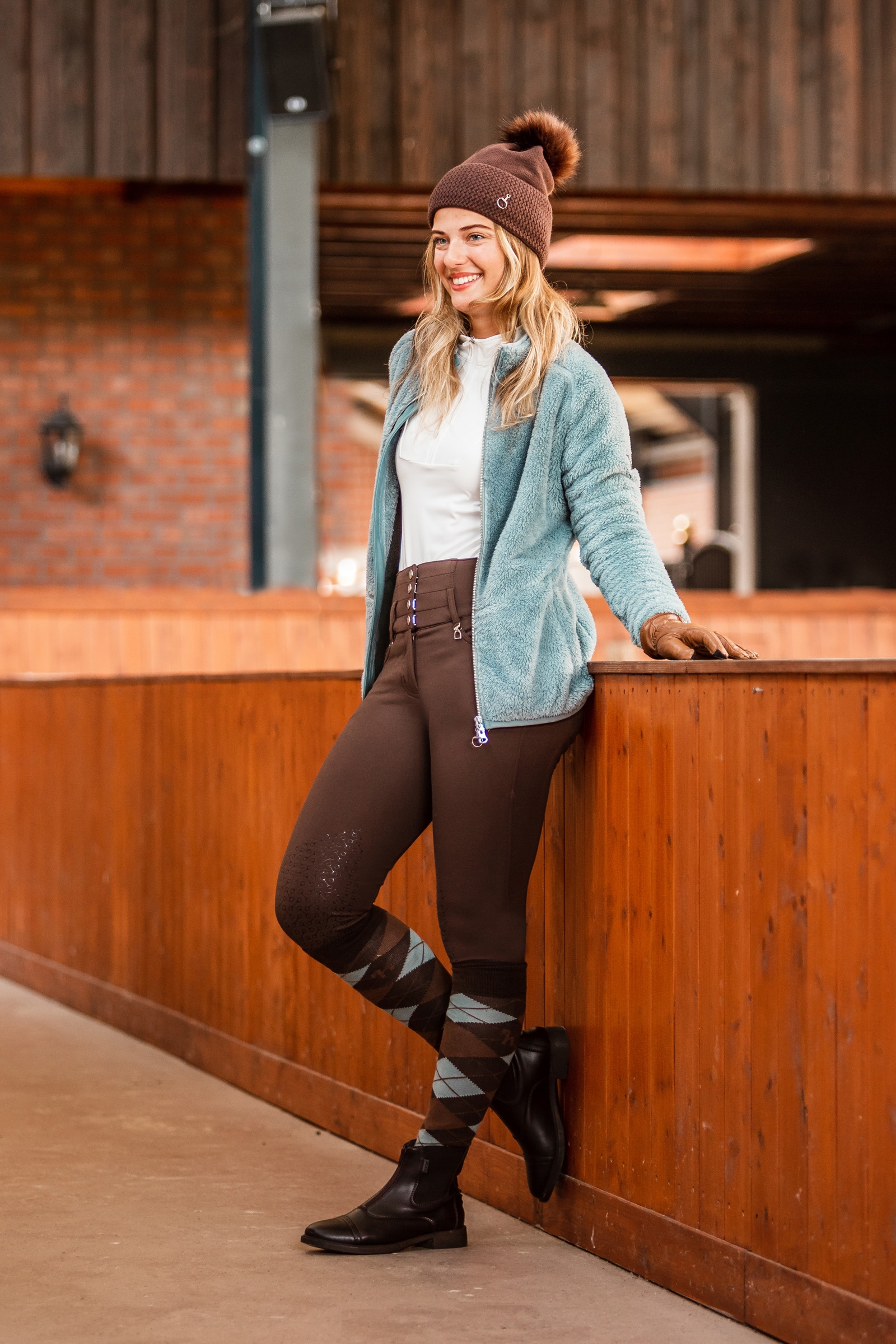 Calcetines de Equitaci&oacute;n a Cuadros de Invierno Horze Alana