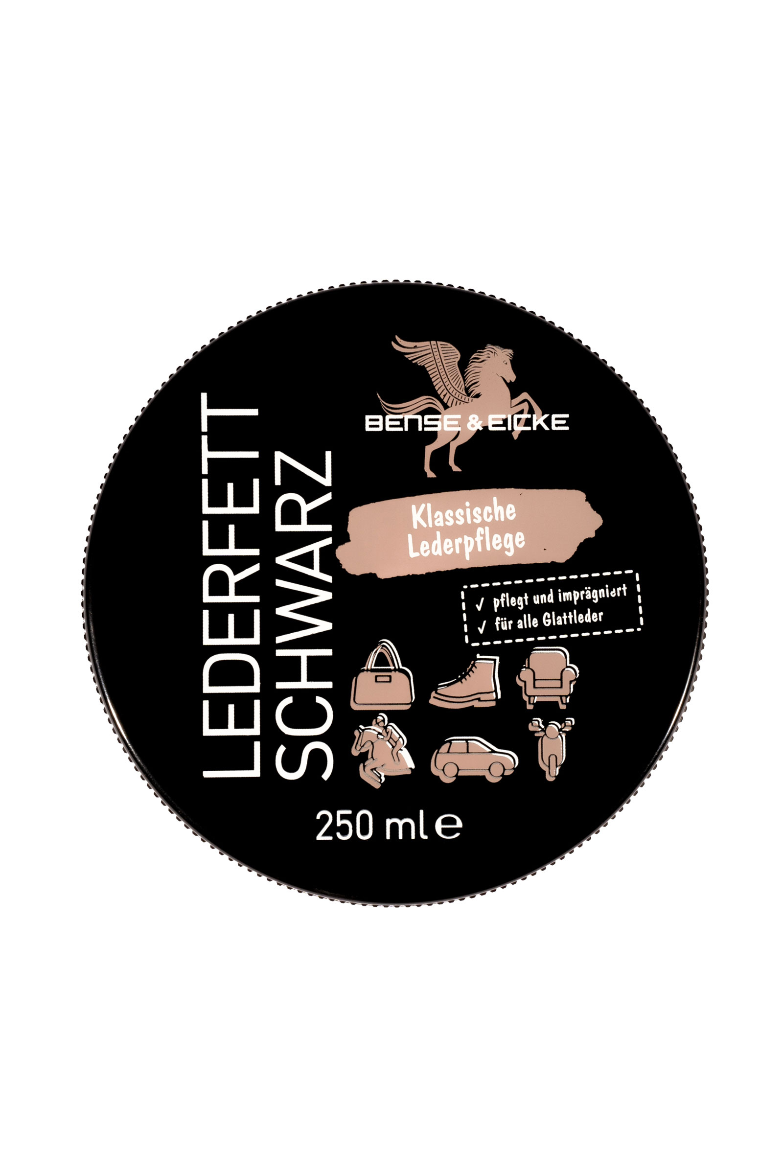 Bense & Eicke Grasa para cuero negro, 250 ml