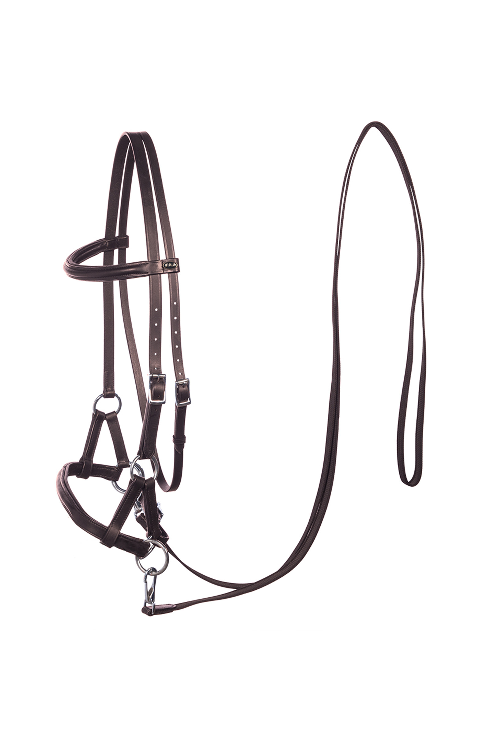 Brown F.R.A. Freedom Riding Articles Pardoes Cabezada sin Bocado Sidepull (Sistema 3) Cuero con riendas Anti-Deslizantes