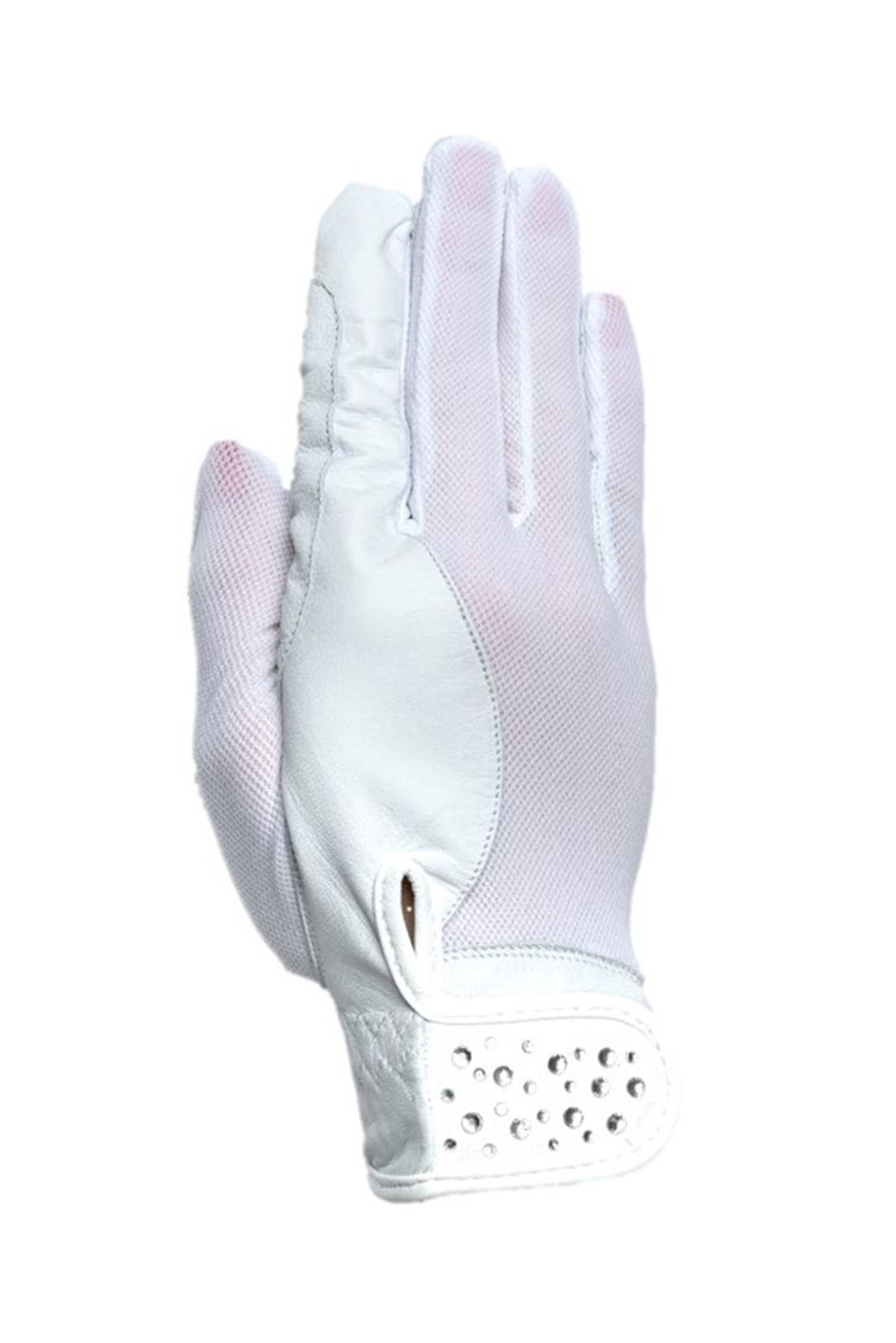 White/Silver Guantes de equitaci&oacute;n RSL Tokio con piel de cabra