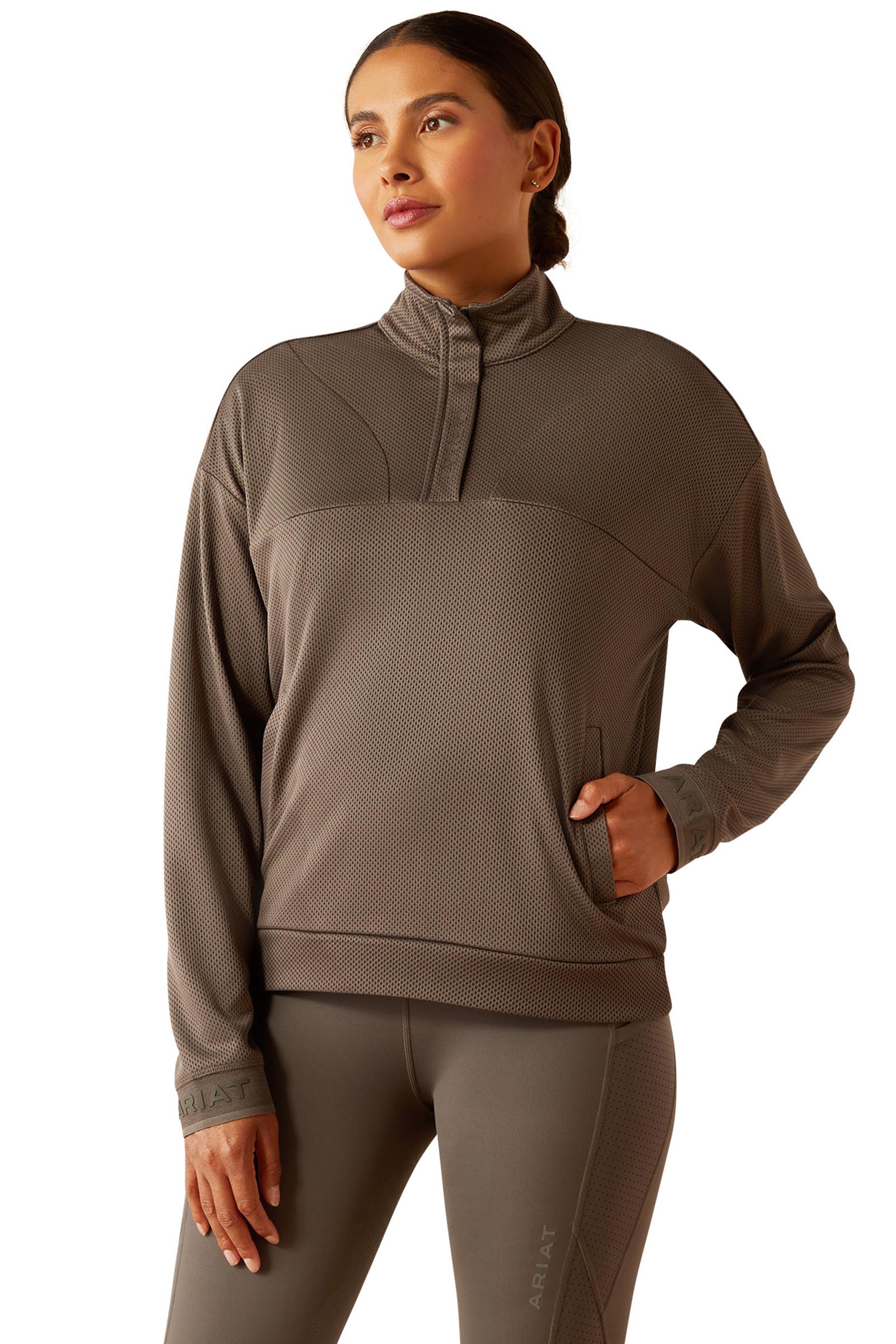 Plum Grey Ariat Breathe sudadera para mujer con 1/2 cremallera