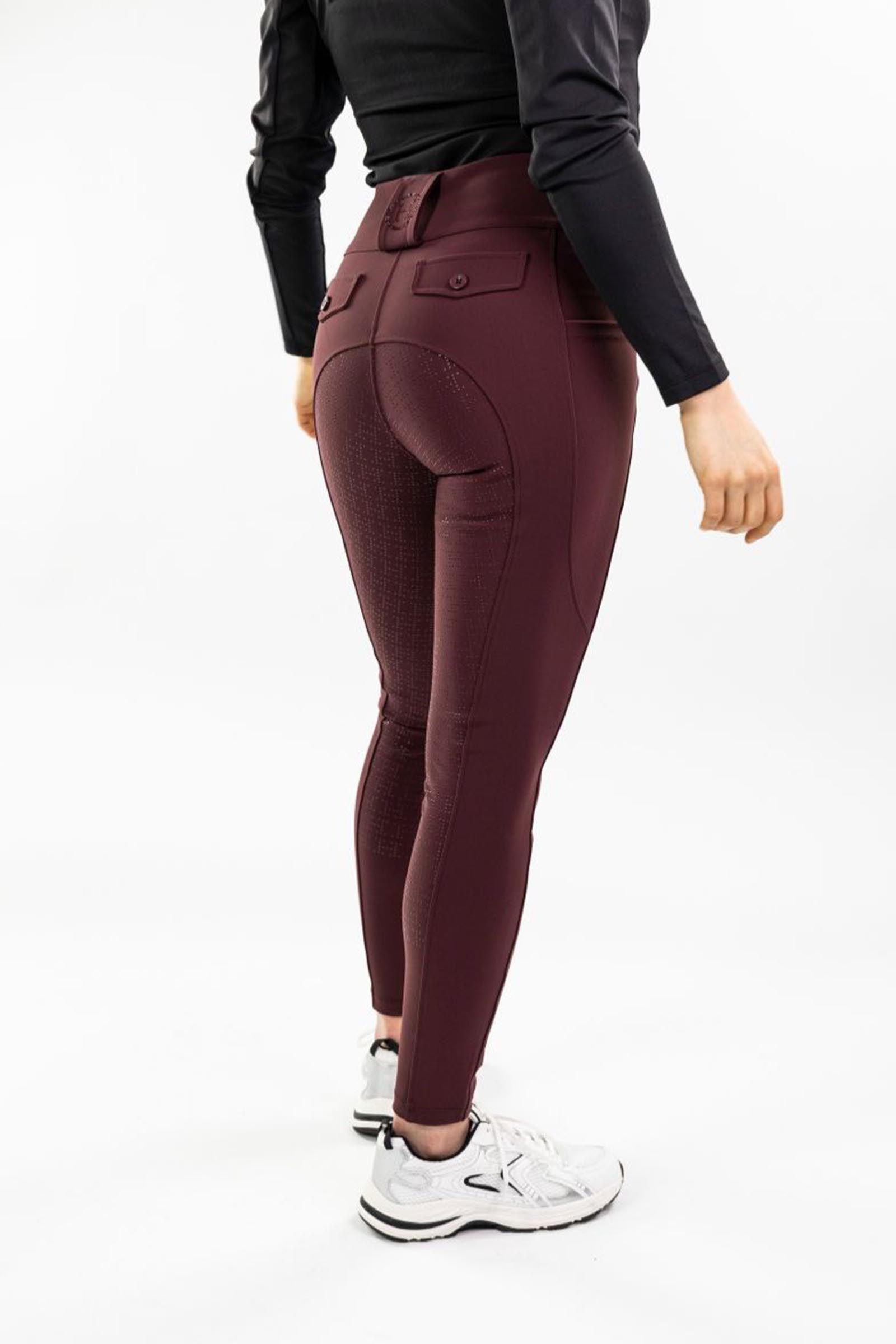 Aubergine  Harcour Ludivine pantalones de equitaci&oacute;n para mujer con grip integral