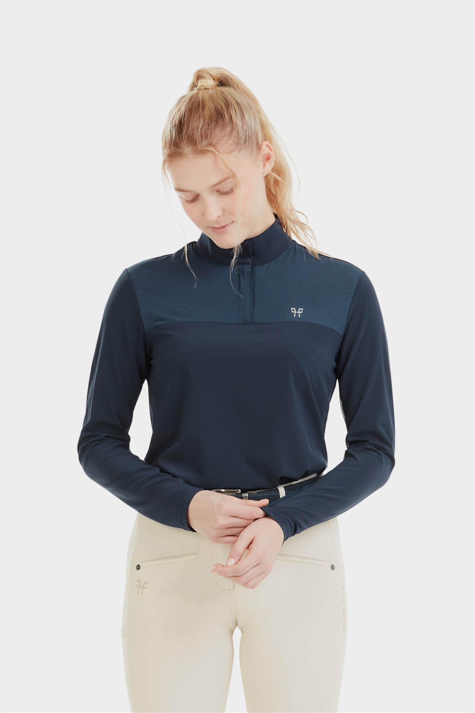 Navy Horse Pilot Sunrise Camisa de mujer