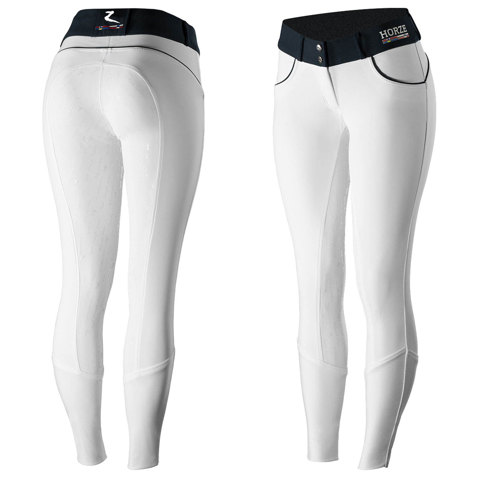 Blanco Horze Nordic Performance pantalones de equitaci&oacute;n para mujer con asiento completo de silicona