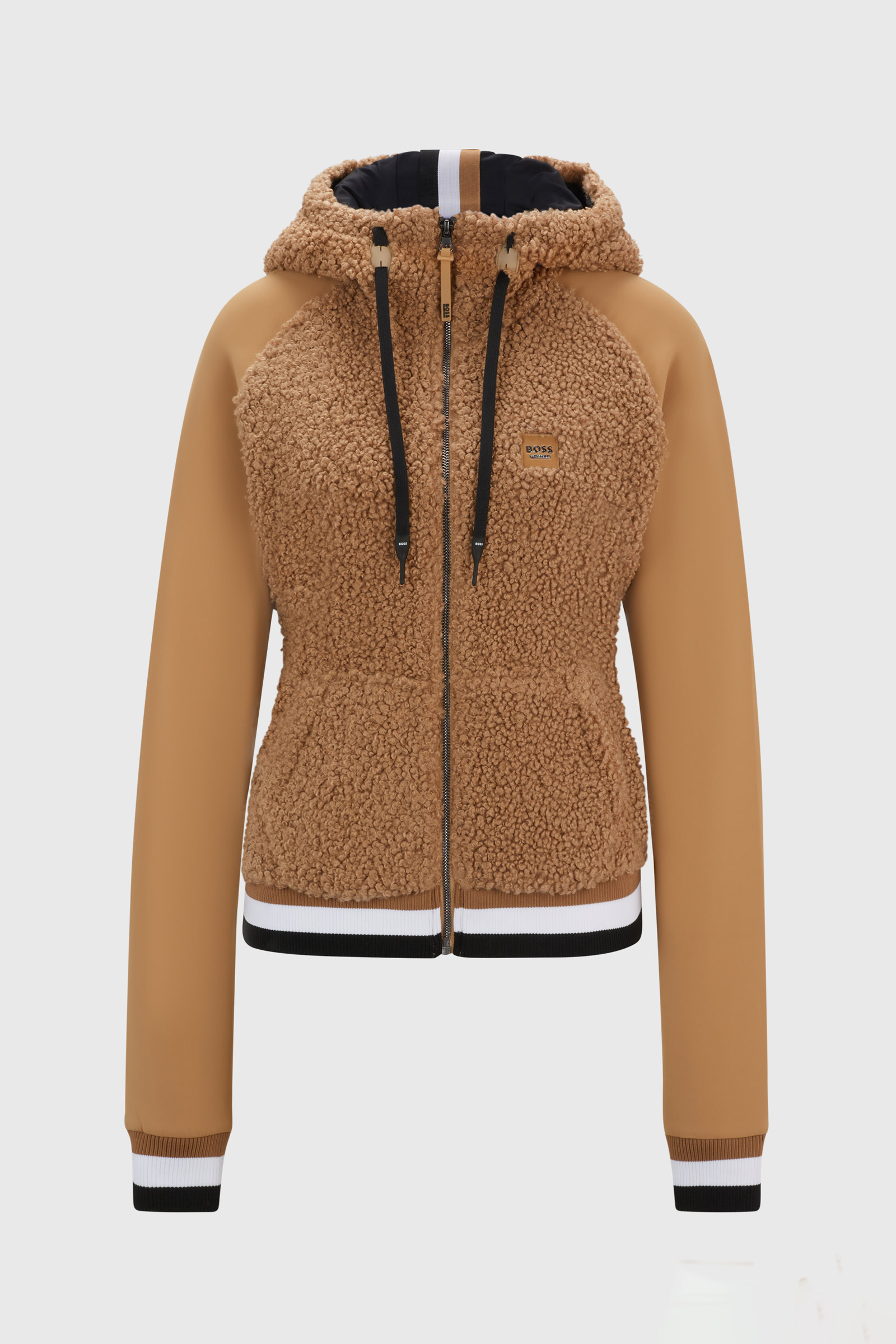 Sudadera con capucha Boss Riva Teddy Hybrid Zip