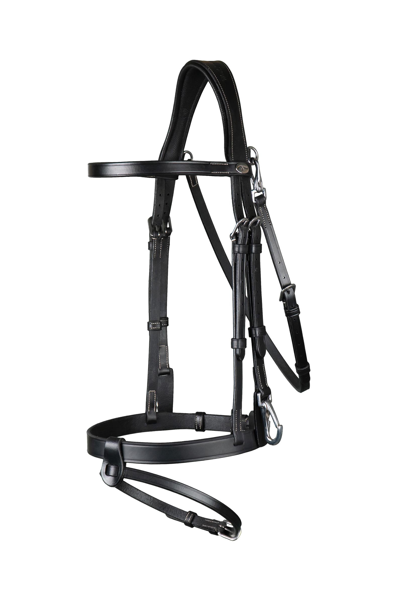 Dy'on Working cabezada de cuero plano con mosquetones