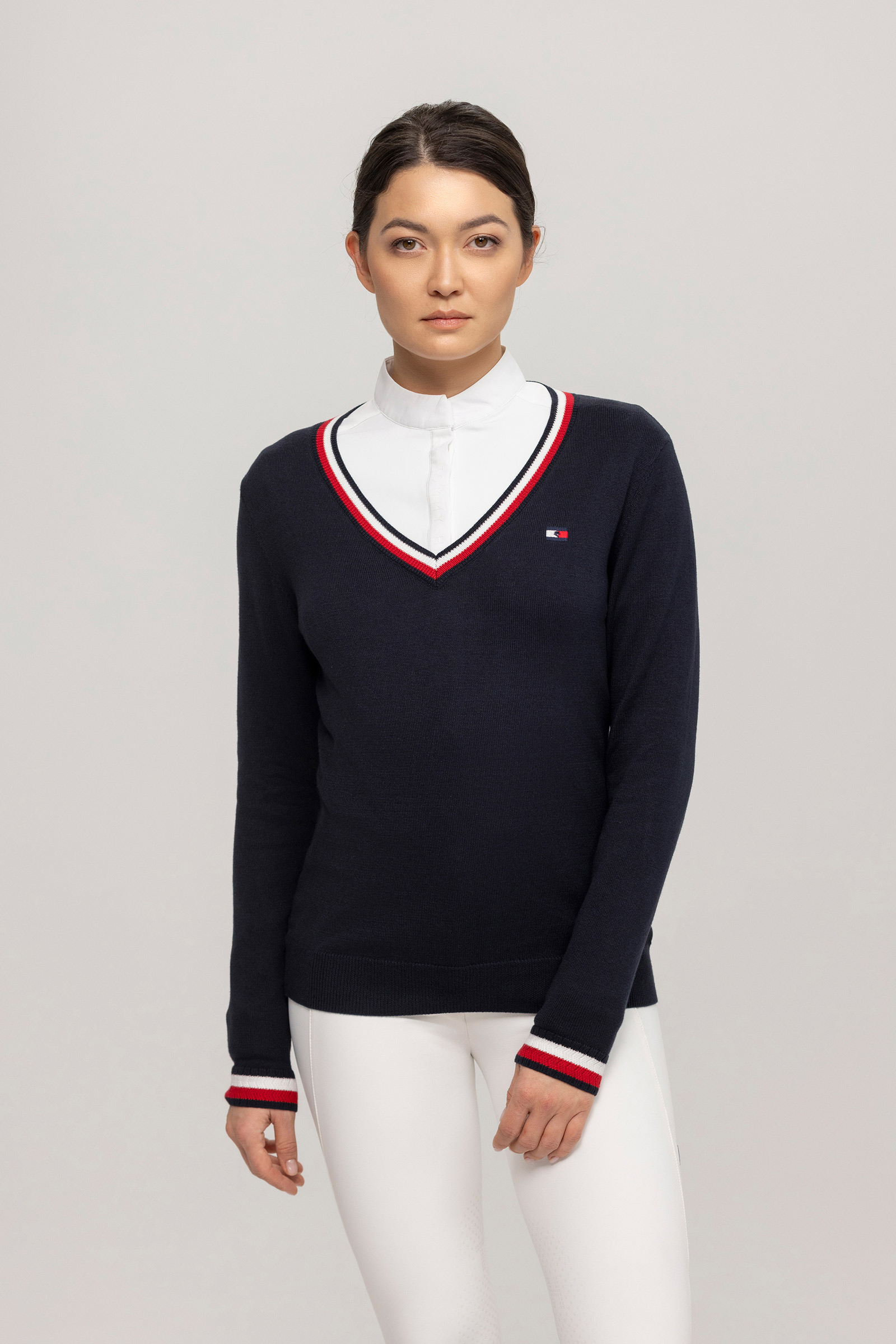 Tommy Hilfiger Equestrian Indiana su&eacute;ter con cuello en V para mujer