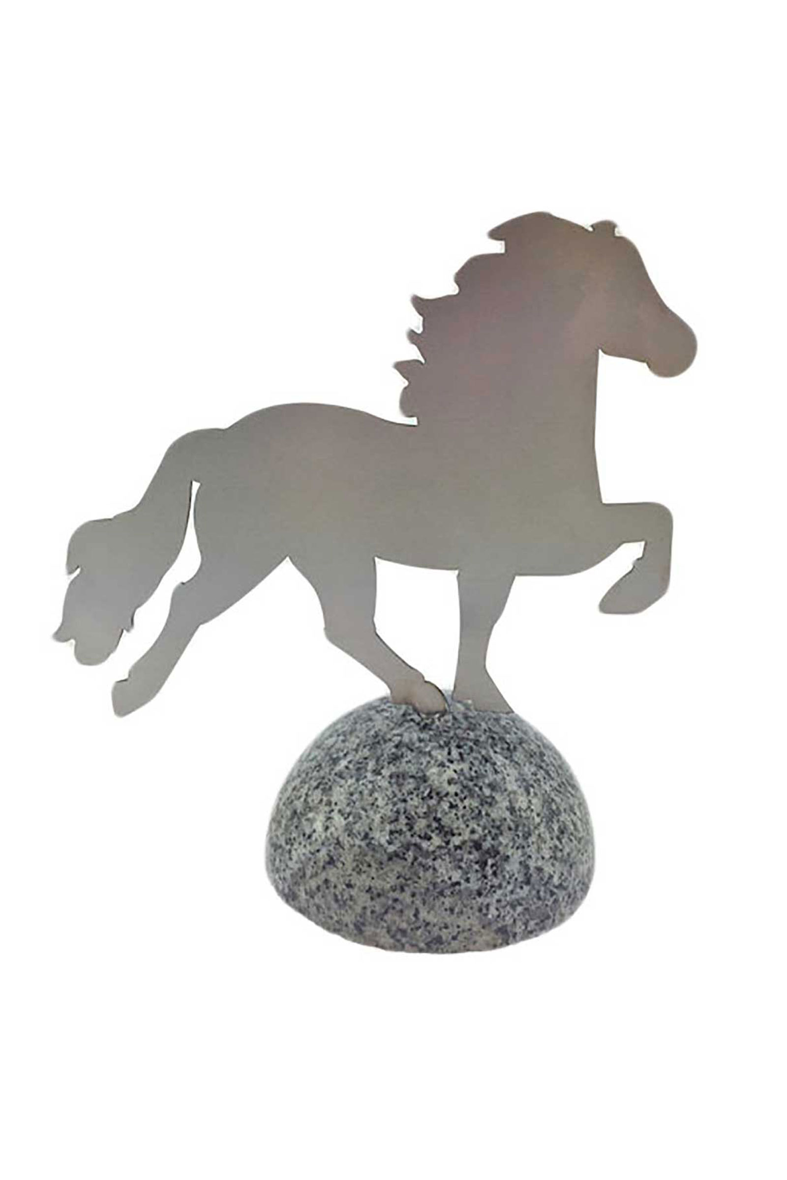 Karlslund Caballo decorativo, acero inoxidable sobre piedra de granito pulido