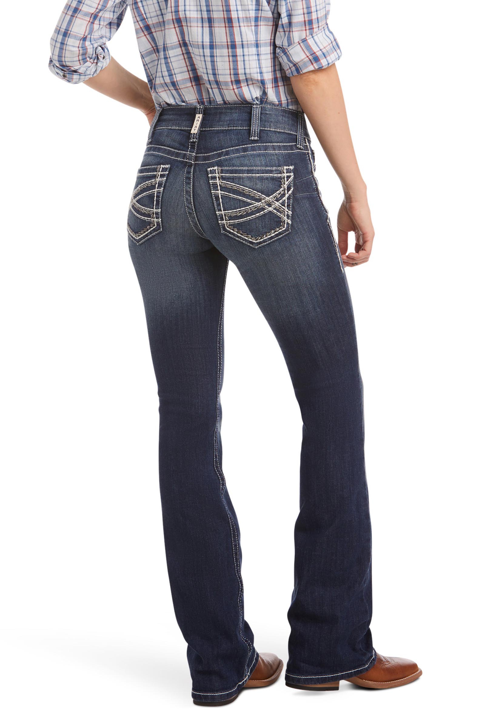 Ariat R.E.A.L. Mid Rise Stretch Entwined Vaqueros bootcut el&aacute;sticos para mujer de tiro medio