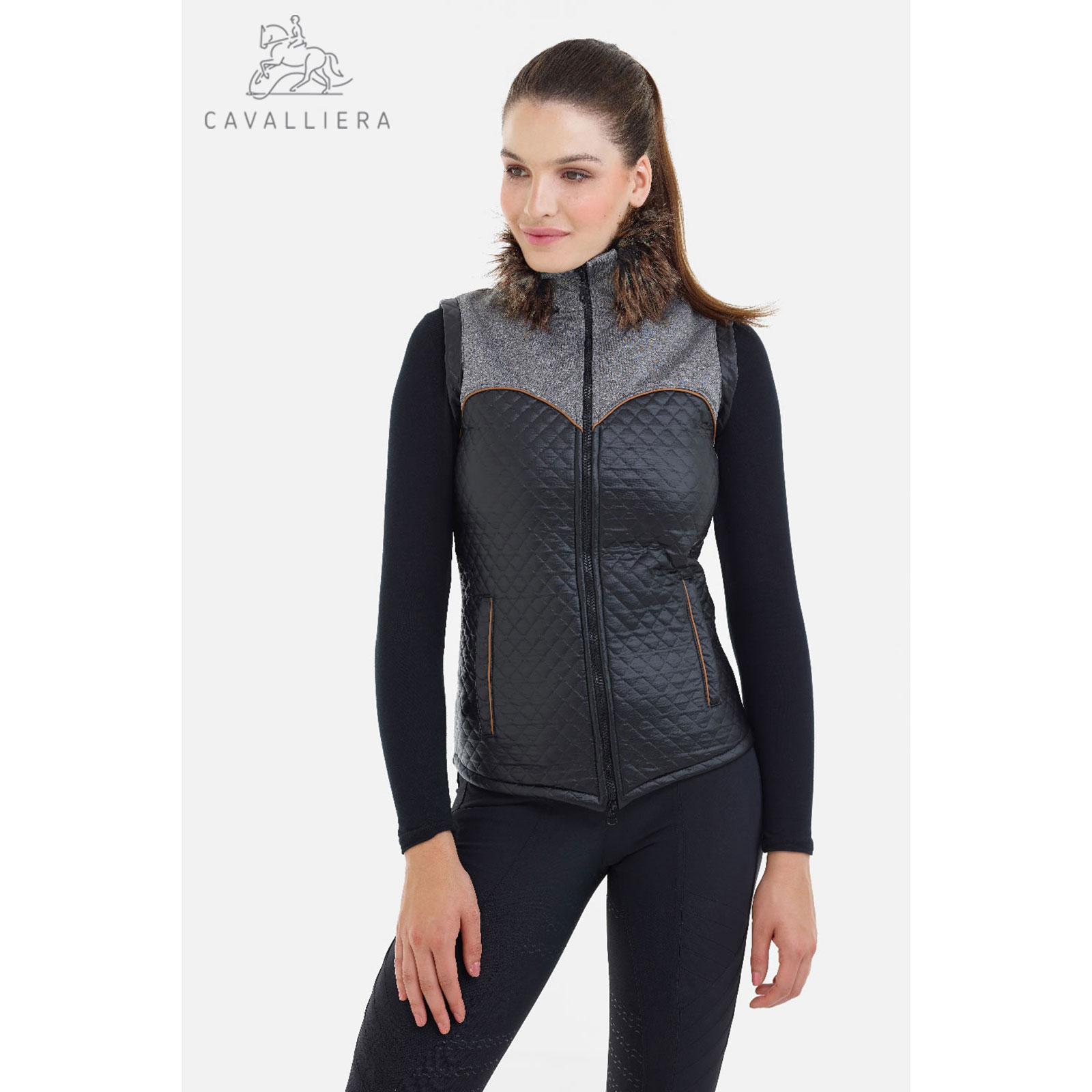 Chaleco de montar de invierno Cavalliera, MAJESTY SOFTSHELL FUR, impermeable