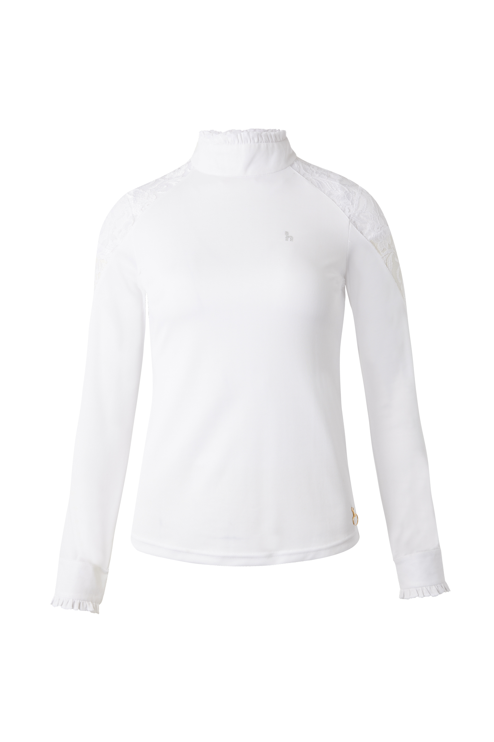 Blanco Camisa de Concurso de Encaje y Manga Larga para Mujer Horze Sylvie