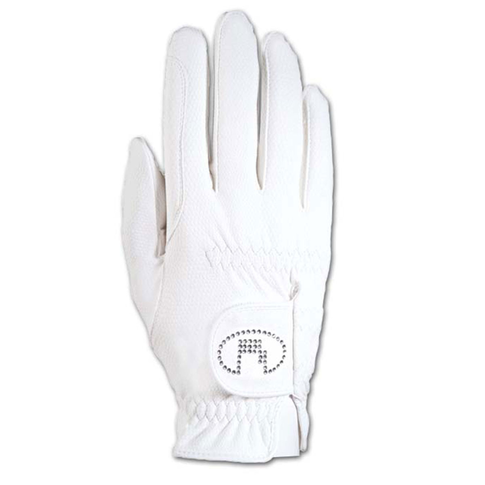 White/Silver/Crystal Guantes de Equitación Roeckl Lisboa Damas Roeck Grip Swarovski
