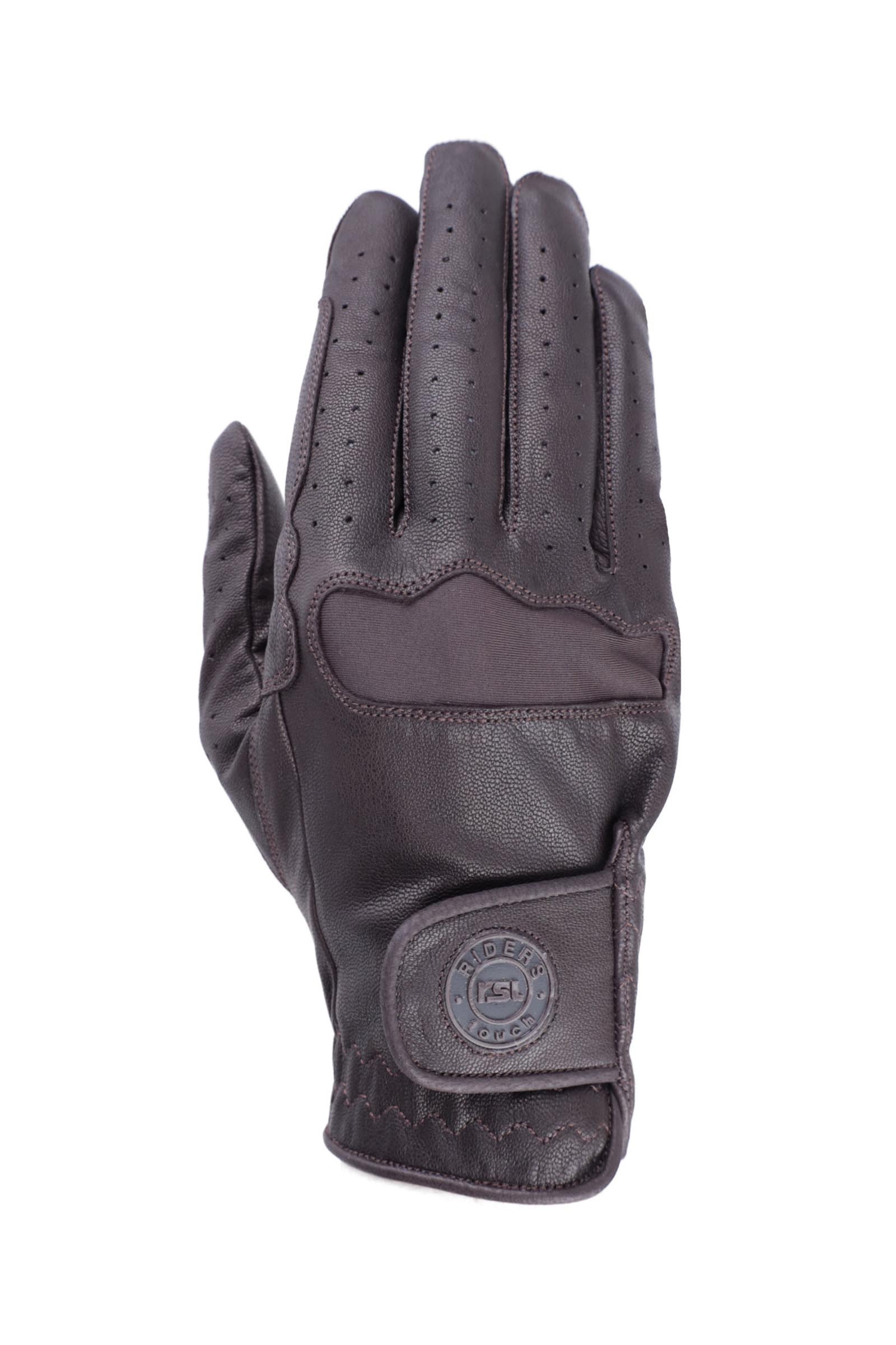 Brown RSL Chicago guantes de equitaci&oacute;n de piel napa de cabra