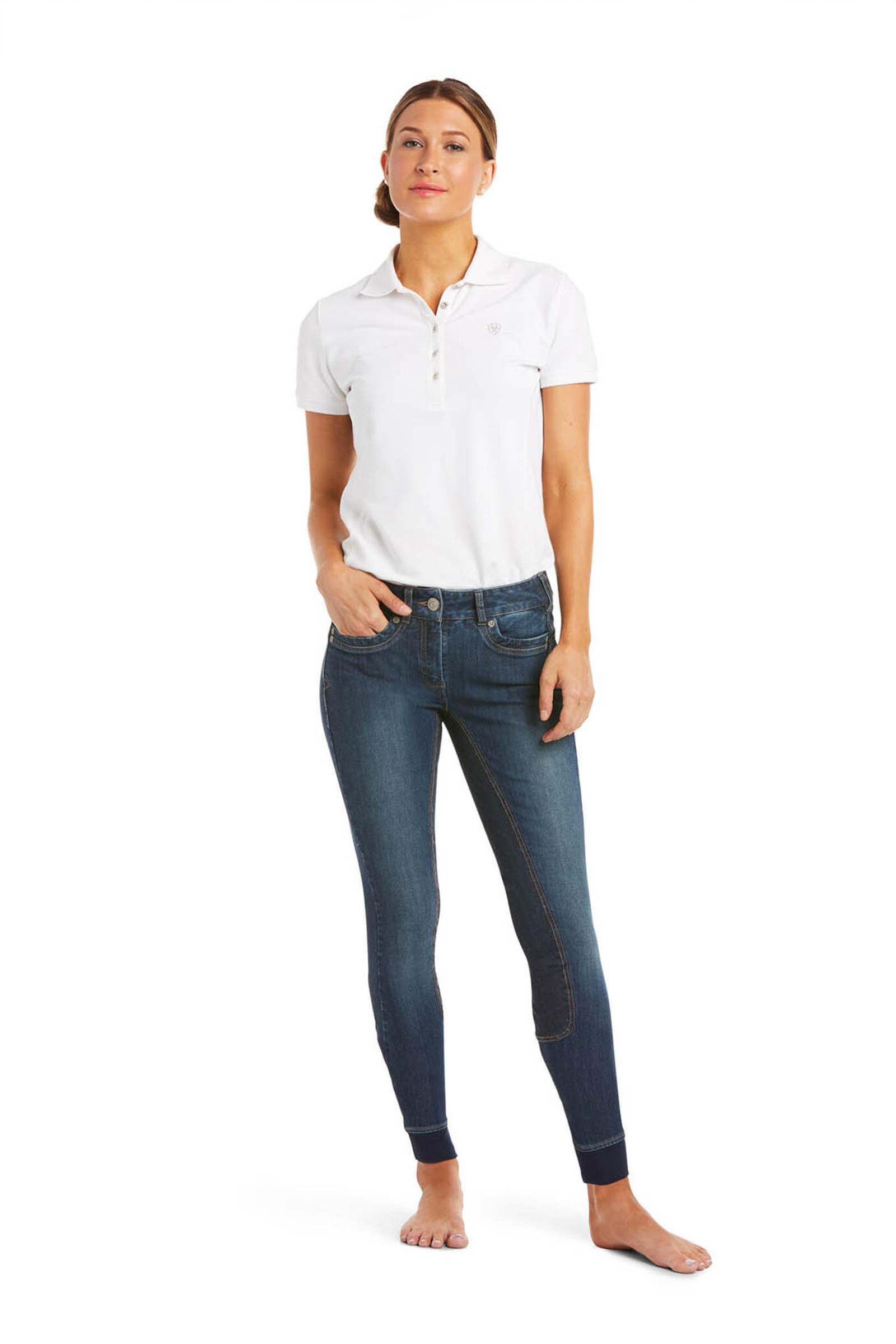 Ariat Halo Denim Pantalones de equitaci&oacute;n para mujer con asiento completo