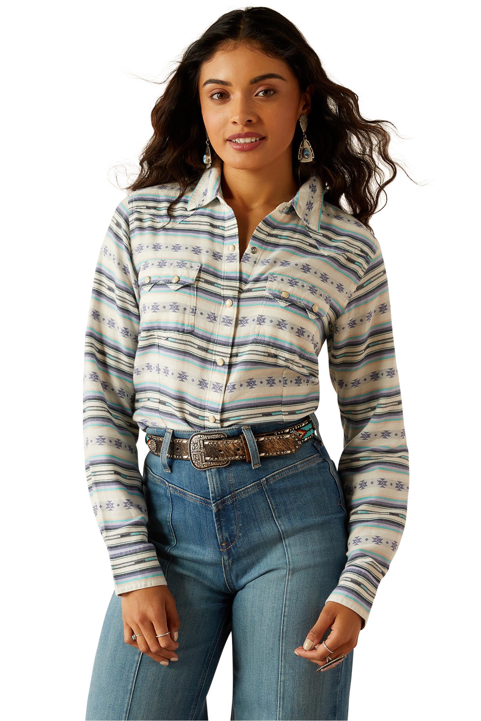 Ariat Seaside Serape camisa para mujer con botones a presión
