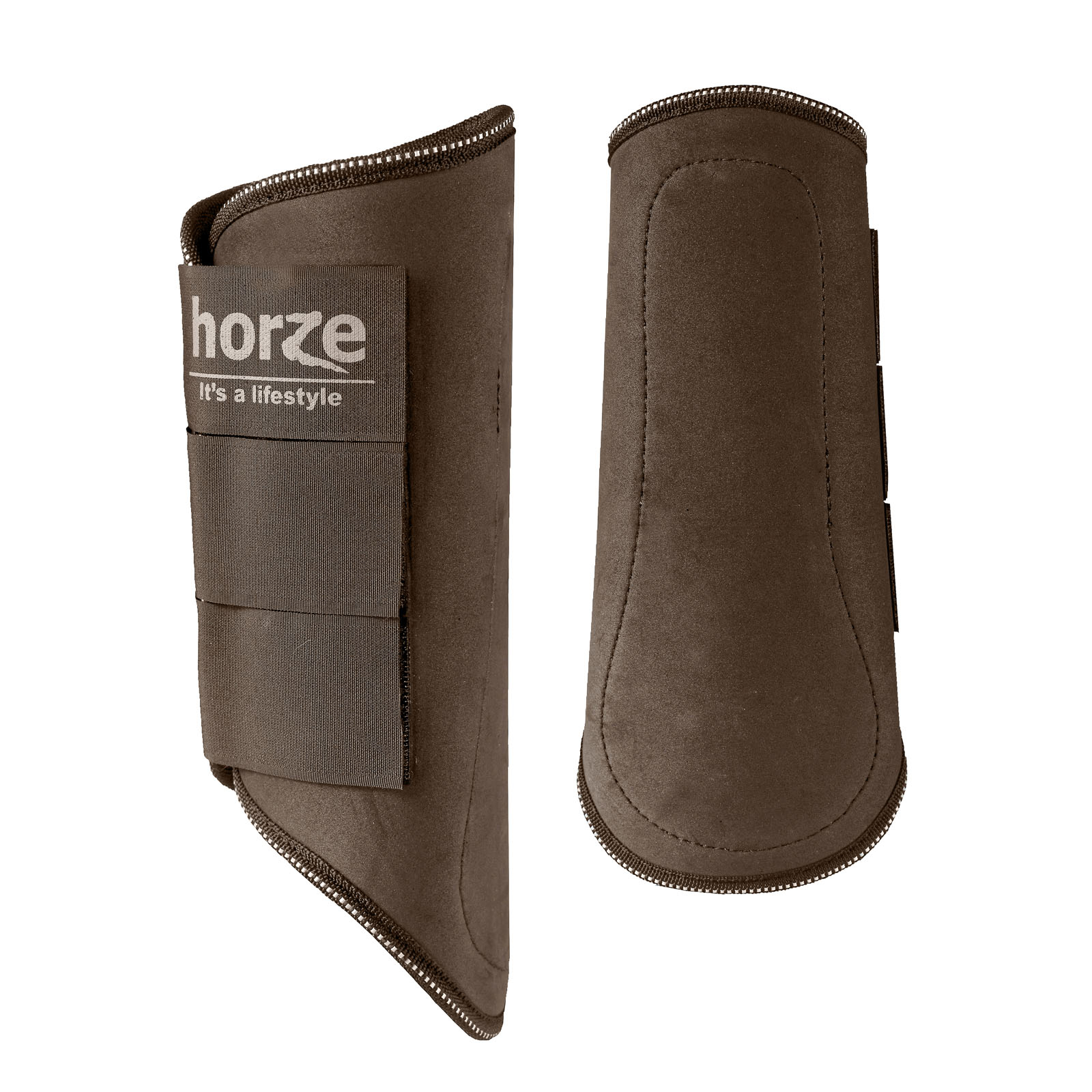 Marr&oacute;n oscuro Protectores con Forro Polar Horze