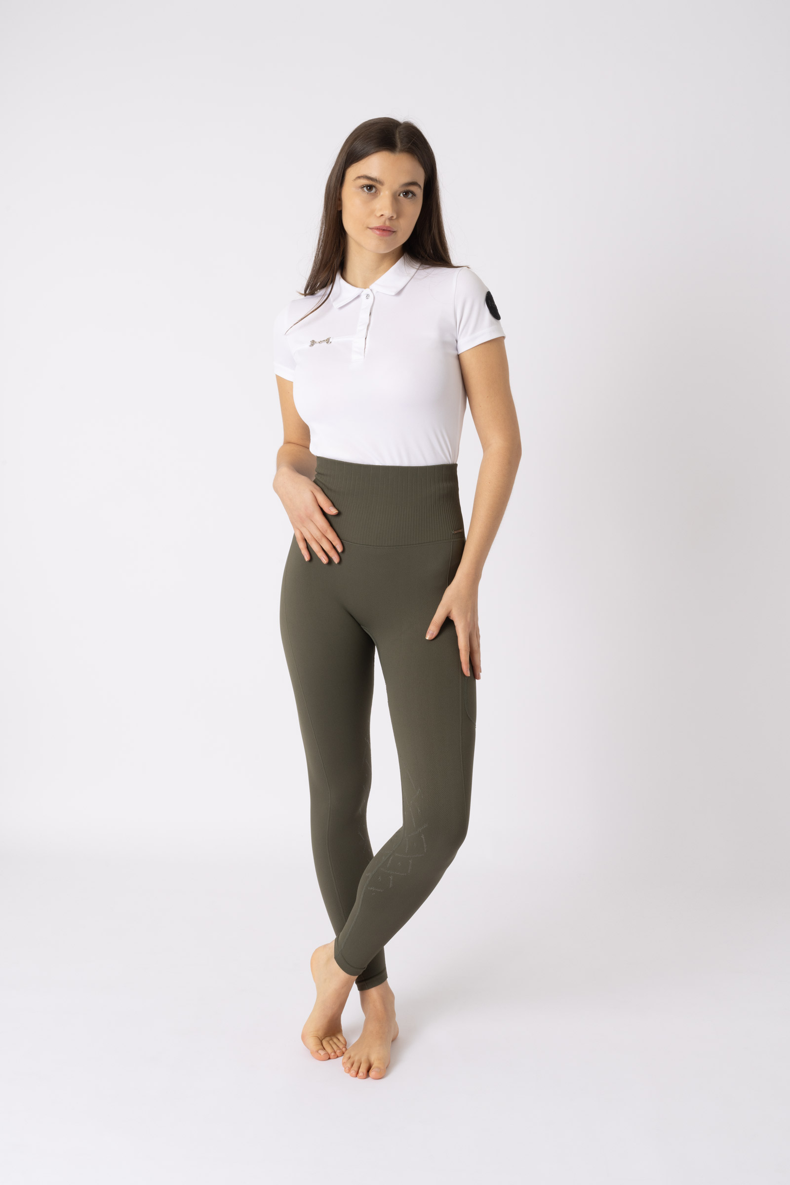 Mallas sin Costuras con Refuerzo de Rodilla con Bolsillo para M&oacute;vil para Mujer Horze Janine