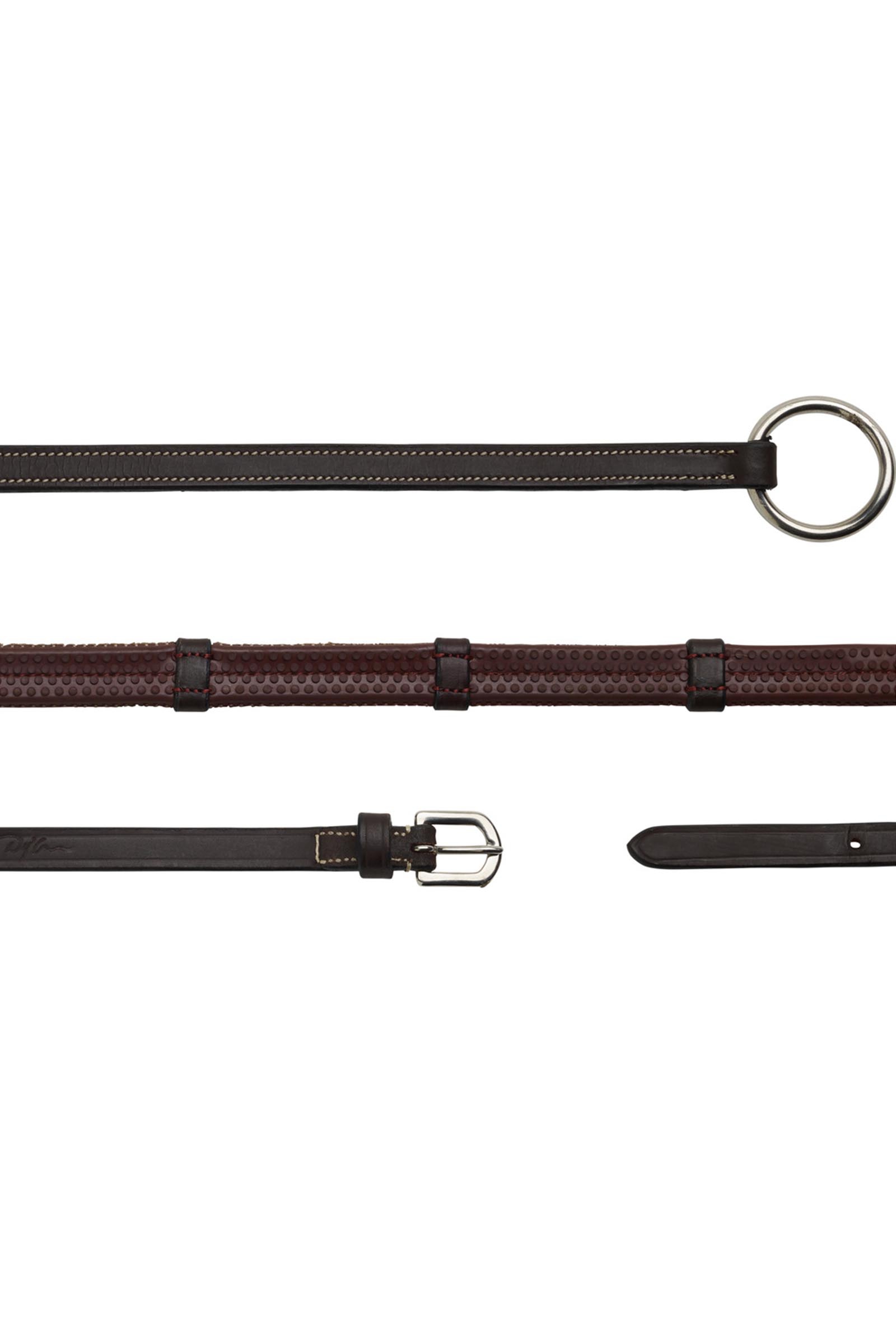 Brown Dy'on Working riendas de goma 13 mm con 7 topes de cuero  