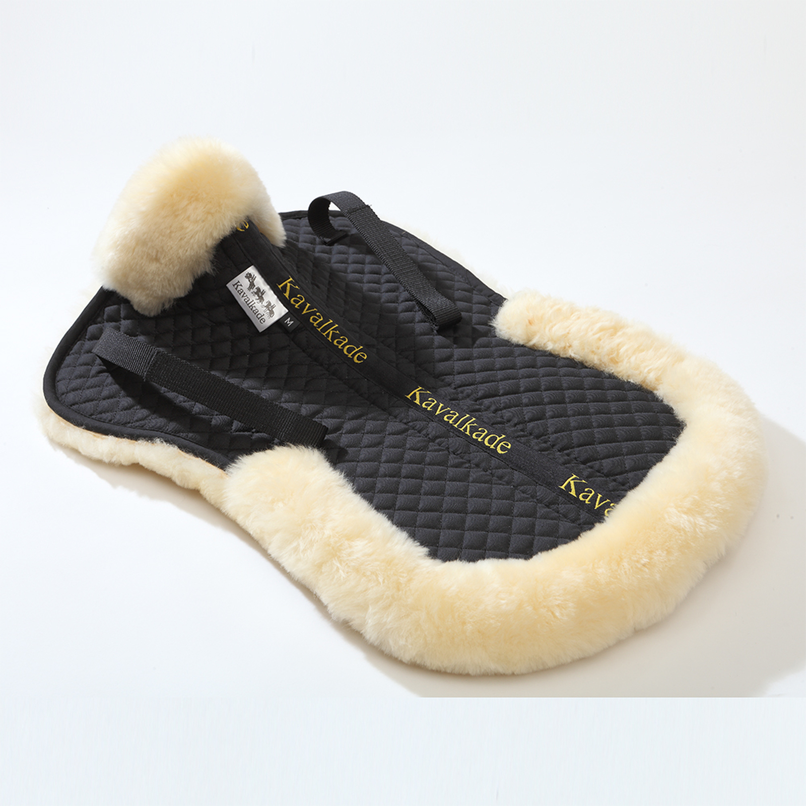 Natural Almohadilla de lana de cordero Kavalkade con borde detrás, lana de cordero