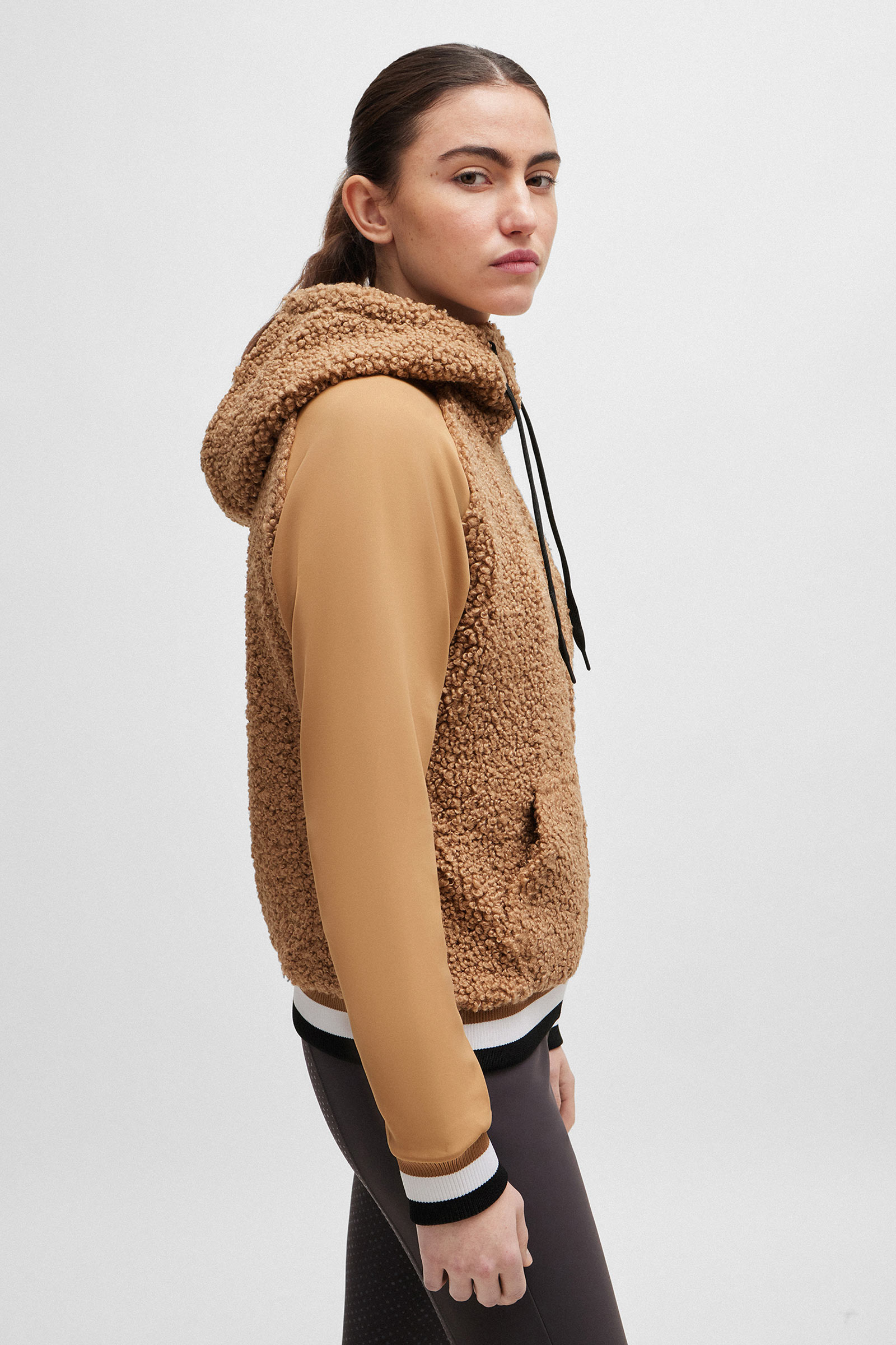 Sudadera con capucha Boss Riva Teddy Hybrid Zip