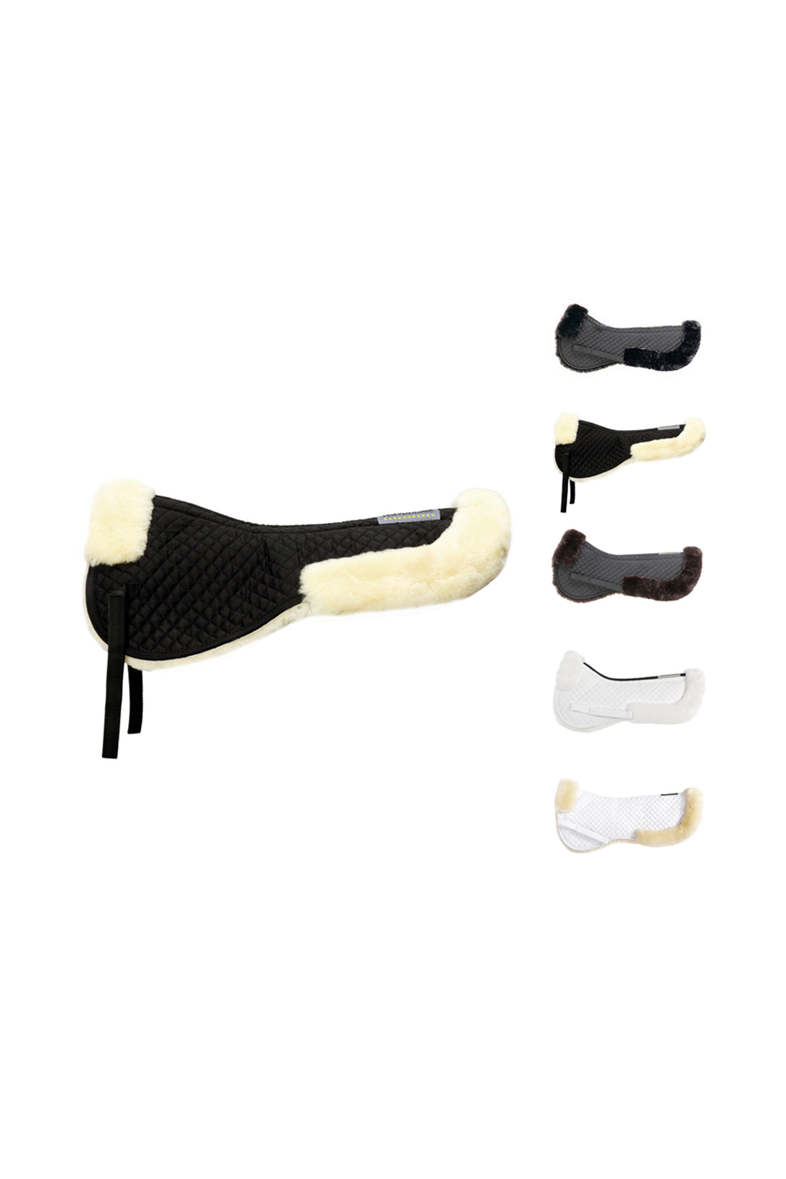 White/White Almohadilla de lana de cordero Kavalkade con borde detrás, lana de cordero